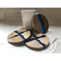 Mango Holz Epoxidharz Fluss Untersetzer Hartholz Handwerk Kunsthandwerk Einzigartige Kreis Rund Handgemachtes Geschenk von SwallowCottageCrafts