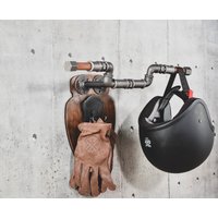 Wandhalter Motorrad Zwei Helme Halter Jacke Handschuhe Harter Huthaken Chopper Fahrrad Geschenk Für Motorradfahrer Biker Doppel von SwamFactory