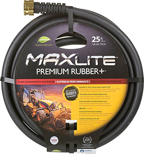 Maxlite Premium Gummi + 25 FT strapazierfähig Wasser Schlauch mit 5/20,3 cm Durchmesser, bleifrei und Trinkwasser Sicher 25 ft schwarz von Swan