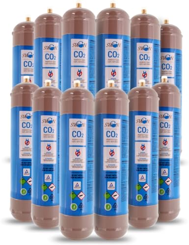CO2-Flasche für Wassersprudler, 600 g, Einweg, Anschluss M11 x 1, für Sprudelwassersprudler CO2, Behälter aus Stahl, Nr. 12 Flaschen von Swan