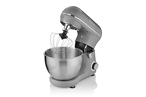 Swan 800W Retro Grau Standmixer Low Noise Planetary Mixing Action 8 stufenlose Geschwindigkeit und Puls Funktion Drehschalter Control SP21060GRN von Swan