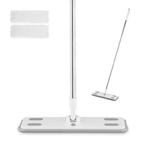 Swan Elevate Elektrostatischer Wischmopp mit 180-Grad-Nass- und Trockenstaubfähigkeiten, geeignet für alle Bodenarten, inklusive 25 Feuchttücher (1 Packung) und 25 Trockentücher (1 Packung), Weiß von SWAN
