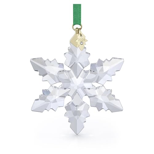 Swarovski Annual Edition Ornament 2024, Kristallornament im Schneeflocken-Design, mit Grünem Ripsband von Swarovski