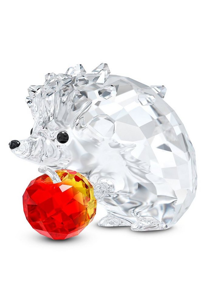 Swarovski Dekofigur Kristallfigur Igel mit Apfel, 5532203 (1 St), Swarovski® Kristall mit schwarzem Emaille von Swarovski
