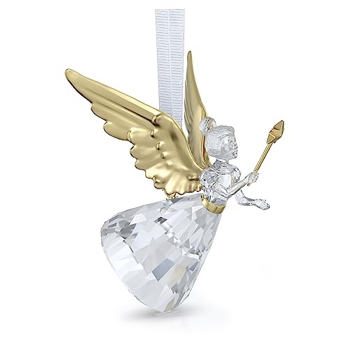 Swarovski Holiday Magic Engel Ornament, Bezaubernder Engel aus Klarem Kristall mit Weißem Rayon-Band und Edlen Facetten von Swarovski