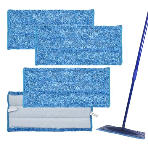 Swavitie 4 Stück Mop Microfaser Reinigung Pads 30x14.5cm kompatibel mit Swiffer Wetjet Mop Wischmopp Bezug Ersatzbezug Nass- Und Trockeneinsatz Wiederverwendbar Mop Pads für Swiffer WetJet von Swavitie