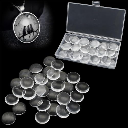 Swavitie 50pcs 25mm Crystal Glas Cabochon Set Transparent Fliesen Cabochon Rohlinge Glaskuppel Flat Back von Swavitie