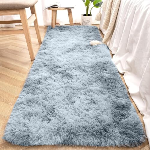 Swavitie Kleiner Flauschiger Teppich Grauer Kunstfell Teppich Hochflor Teppich Wohnzimmer 80 * 120cm von Swavitie