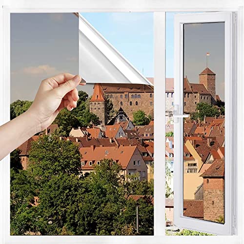 Spiegelfolie Selbstklebend fensterfolie Sonnenschutz Sichtschutz Folie Reflektierende Sonnenschutzfolie UV-Schutz für Büro und Haus (Braun-Silber, 40 * 200cm) von Swbburichy
