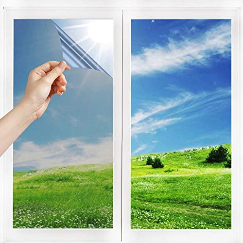 Spiegelfolie Selbstklebend fensterfolie Sonnenschutz Sichtschutz Folie Reflektierende Sonnenschutzfolie UV-Schutz für Büro und Haus (Silber, 60 * 100cm) von Swbburichy