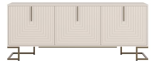 SweMa Kommode, Sideboard Monte-Prado mit dekorative Fräsungen und Soft-Close-Funktion (beige) von SweMa
