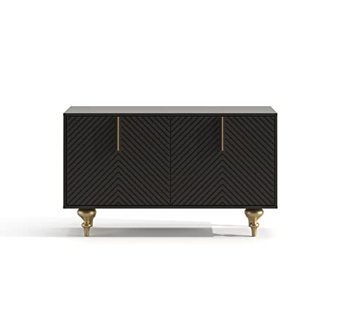SweMa Sideboard mit Soft-Close-Fronten - Monte-Prado - 120/70/38 - schwarz/Gold von SweMa