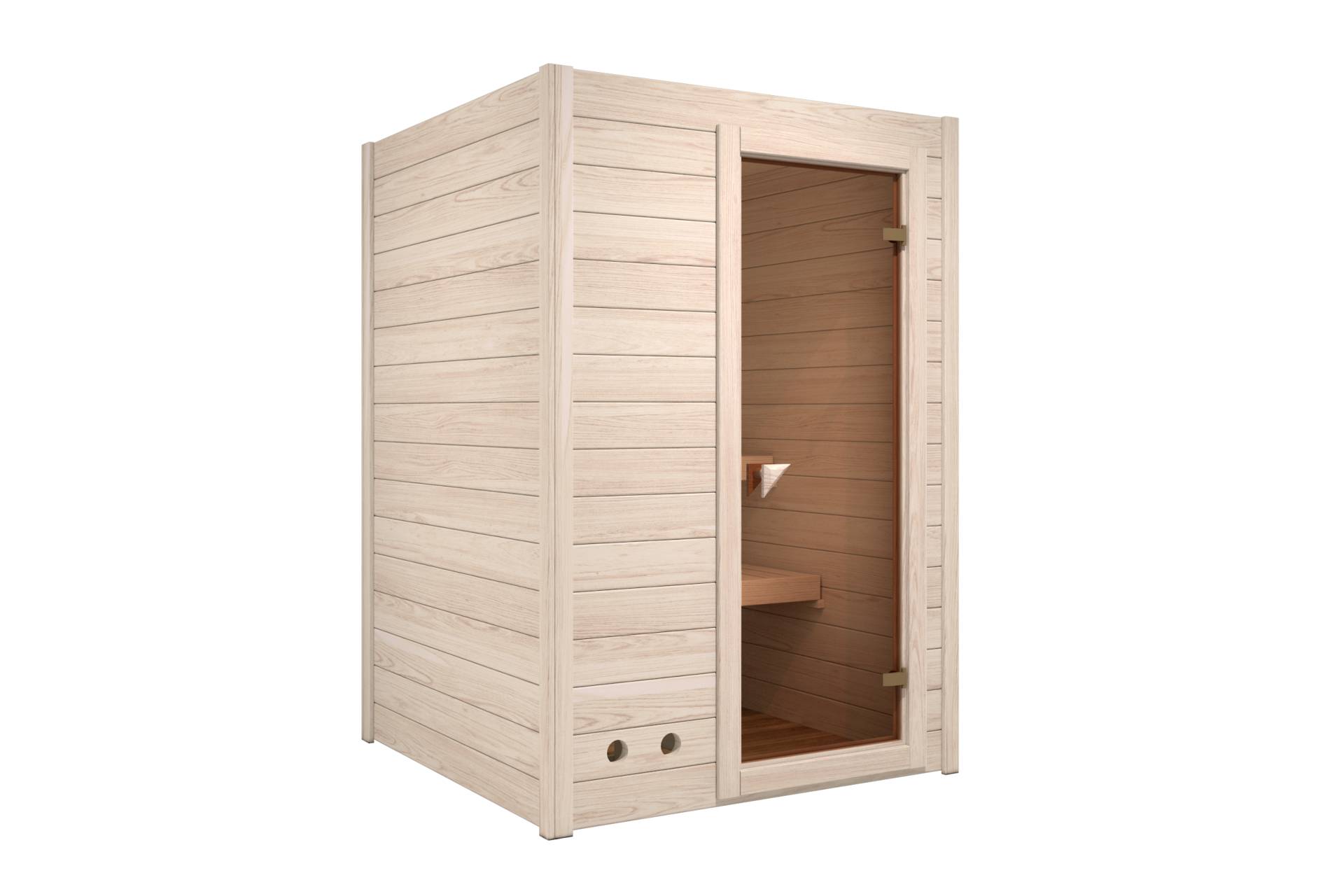 SwedHeat Sauna Massivholzsauna SPARSET Infuusio 1 inkl. 3,6 kW Bio-Ofen mit externer Steuerung - BxTxH: 148x148x216 cm, inkl. 2 Liegen, inkl. 3,6 kW von SwedHeat