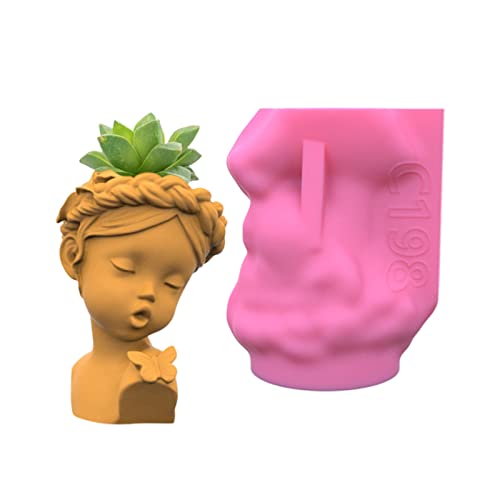 Kranz Mädchen Gips-Blumentopf Silikonharzform Epoxidguss Vase Zement Stifthalter Stifthalter für Beton-Zementguss von Sweeaau
