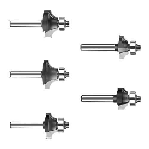 Runder Oberfräsen-Bit, 1/4-Zoll- oder 6-mm-Schaft, praktisches, hartlegiertes Holzbearbeitungswerkzeug für glatte Krempen, Formwerkzeug für Holzbearbeitungswerkzeug von Sweeaau