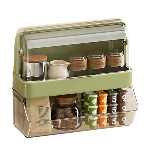 Schreibtisch-Tee-Aufbewahrungsbox, 2-lagiges Design, staubdichter Deckel, filigrane Organizer für Kaffee, Beutel, Büro, Zuhause, Mehrzweck-Küchen-Arbeitsplatten-Organizer von Sweeaau