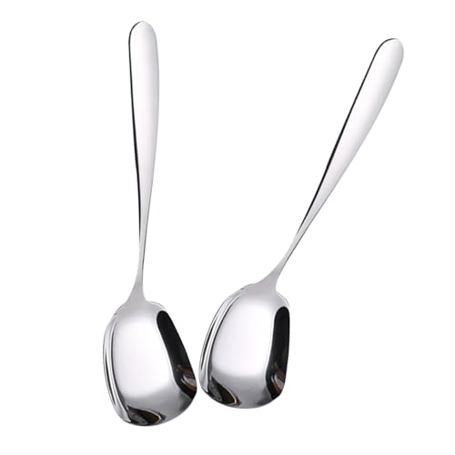 Set mit 2 stabilen Edelstahl-Löffeln mit quadratischem Kopf, geeignet für Cafés, Restaurants und Küchen, einfach zu bedienender Löffel von Sweeaau