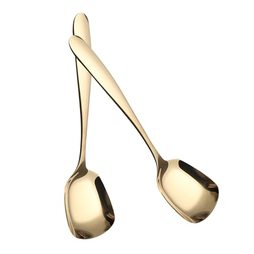 Set mit 2 stabilen Edelstahl-Löffeln mit quadratischem Kopf, geeignet für Cafés, Restaurants und Küchen, einfach zu bedienender Löffel von Sweeaau