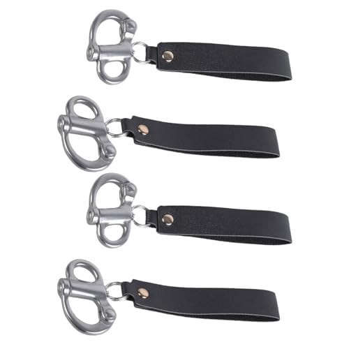 Set mit 4 Stahl-Schnellentriegelungsclips mit Lederriemen, strapazierfähig, federbelasteter Bügel, Upgrades für Wandern und Segeln, Ledergriff, Schnellverschluss-Clip Set mit 4 Stahl-Schnellentriegelungsclips mit Lederriemen, strapazierfähig, federbelasteter Bügel, Upgrades für Wandern und Segeln, Ledergriff, Schnellverschluss-Clip von Sweeaau