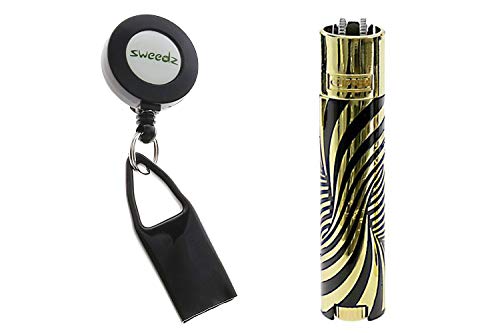 SweedZ Clipper Metall Feuerzeug Psyschedellic in Gold mit Gratis Lighter Leash von SweedZ