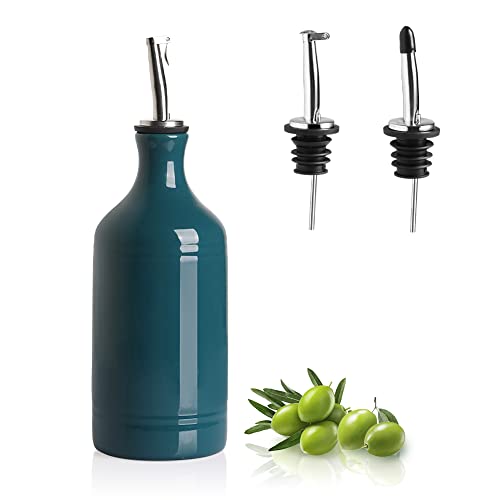 SWEEJAR Porzellan Olivenölspender Flasche, Blickdichte Ölmenge schützt Öl zur Reduzierung der Oxidation, 467ml (Blaugrün) von Sweejar Home