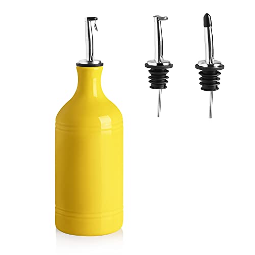 SWEEJAR Porzellan Olivenölspender Flasche, Blickdichte Ölmenge schützt Öl zur Reduzierung der Oxidation, 467ml (Gelb) von Sweejar Home