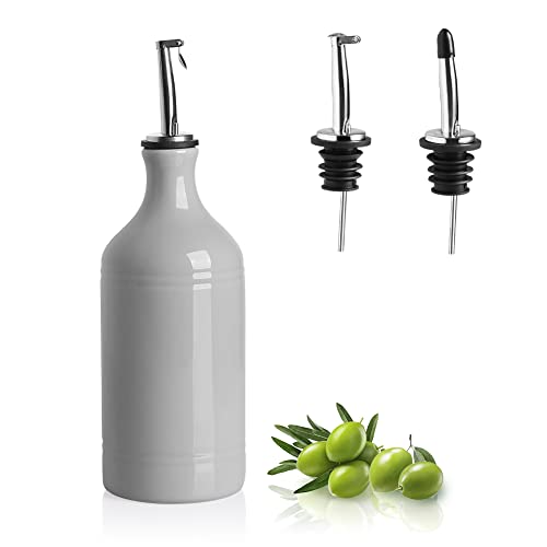 SWEEJAR Porzellan Olivenölspender Flasche, Blickdichte Ölmenge schützt Öl zur Reduzierung der Oxidation, 467ml (Grau) von Sweejar Home