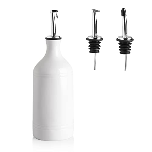SWEEJAR Porzellan Olivenölspender Flasche, Blickdichte Ölmenge schützt Öl zur Reduzierung der Oxidation, 467ml (weiß) von Sweejar Home