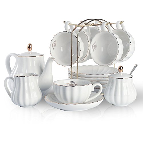 Sweejar Home 22 Stück Europäischen Stil Teeservice, Teetasse und Untertasse Set, Keramik Kaffeeset, Teeset Royal Family aus Sweejar Home 22 Stück Europäischen Stil Teeservice, Teetasse und Untertasse Set, Keramik Kaffeeset, Teeset Royal Family aus von Sweejar Home