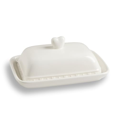 Sweejar Home Butterdose aus Keramik mit Deckel, Käseförmiger Butterhalter, niedliche Butterdose für Arbeitsplatte, Küchendekoration und Butteraufbewahrung (Beige) von Sweejar Home