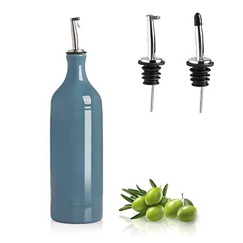 Sweejar Home Große Keramik-Olivenölspenderflasche, blickdichte Öl-Menage schützt Öl, um Oxidation zu reduzieren, geeignet für die Lagerung von Öl, Essig und anderen Flüssigkeiten, 680 ml (Nebelblau) von Sweejar Home