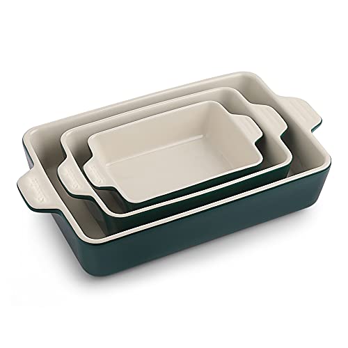 Sweejar Home Keramik-Backformen-Set, rechteckige Auflaufform, Lasagne-Pfannen für Kochen, Küche, Kuchen-Abendessen, Bankett und den täglichen Gebrauch, 30 x 20 x 7 cm Auflaufformen (Jade) von Sweejar Home