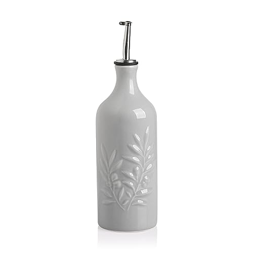 Sweejar Home Keramik Olivenöl Spender Flasche, 570ml Relief Opaque Oil Cruet schützt Öl, um Oxidation zu reduzieren, geeignet für die Lagerung von Öl, Essig, Sojasauce, Kaffeesirup, Flüssigkeiten von Sweejar Home