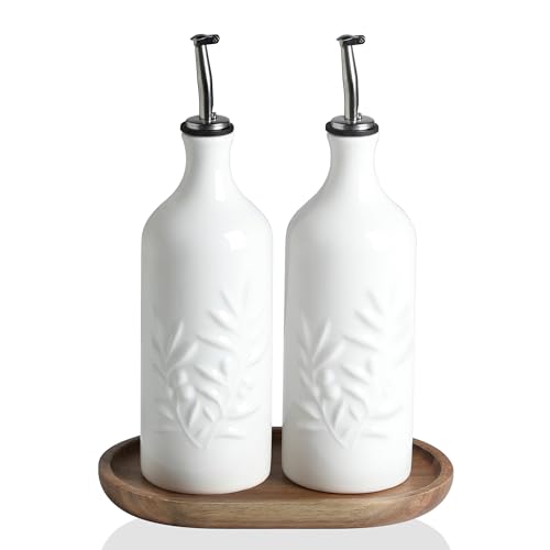 Sweejar Home Olivenöl-Spenderflasche aus Keramik, 560 ml, deckend, schützt vor Oxidation, geeignet für Lagerung, Essig, Sojasauce, Flüssigkeiten, 2 Stück, Weiß Sweejar Home Olivenöl-Spenderflasche aus Keramik, 560 ml, deckend, schützt vor Oxidation, geeignet für Lagerung, Essig, Sojasauce, Flüssigkeiten, 2 Stück, Weiß von Sweejar Home