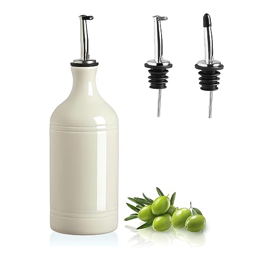 Sweejar Home Porzellan Olivenöl Spender Flasche, Opaque Oil Cruet schützt Öl, um Oxidation zu reduzieren, Geeignet für die Lagerung von Öl, Essig und anderen Flüssigkeiten, 460ml (beige) von Sweejar Home