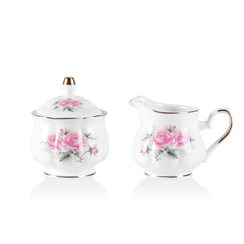 Sweejar Home Royal Keramik-Zucker- und Sahnekännchen-Set, 3-teiliges Set mit Sahnekrug von Sweejar Home