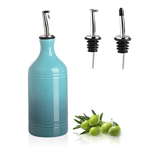 Sweejar Home Porzellan Olivenöl Spender Flasche, Opaque Oil Cruet schützt Öl, um Oxidation zu reduzieren, Geeignet für die Lagerung von Öl, Essig und anderen Flüssigkeiten, 460ml (farbverlauf Blau) von Sweejar Home