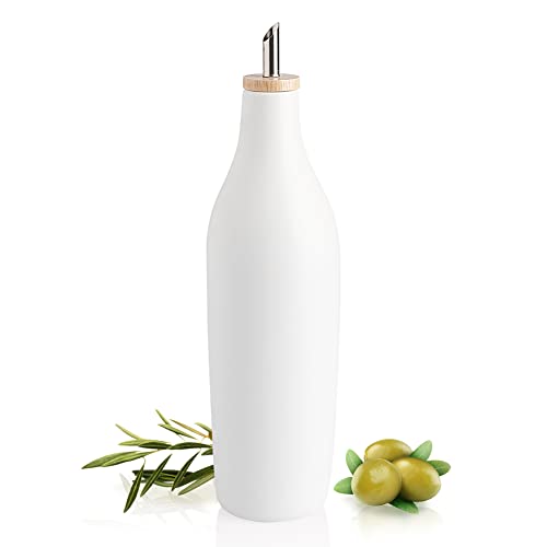 SWEEJAR Keramik-Olivenöl-Spenderflasche, blickdichte Öl-Menage schützt Öl, um Oxidation zu reduzieren, geeignet für die Aufbewahrung von Öl, Kaffeesirup und anderen Flüssigkeiten, 1 Packung (weiß) von Sweejar