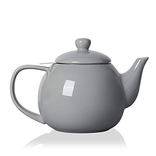 SWEEJAR Porzellan-Teekanne mit Teesieb und Deckel, Teegeschirr mit Filter, 850 ml, für Tee/Kaffee/Milch/Frauen/Büro/Zuhause/Geschenk (grau) von Sweejar