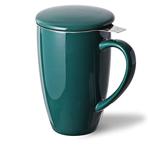 SWEEJAR Porzellan-Teetasse mit Teesieb und Deckel, Teegeschirr mit Filter, lose Blätter, Teetasse, Steeper Maker, 40 ml, für Tee/Kaffee/Milch/Frauen/Büro/Zuhause/Geschenk (neue Jade) von Sweejar