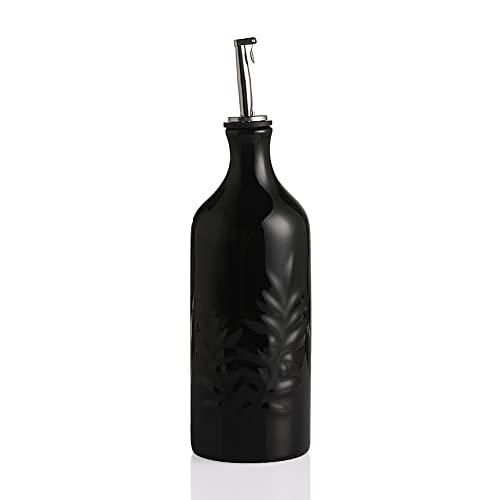 Sweejar Keramik-Olivenölspender Flasche, 590 ml Entlastung Blickdichte Ölmenge schützt Öl zur Reduzierung der Oxidation, Geeignet für die Aufbewahrung von Öl, Essig, Flüssigkeiten, 1 Stück (Schwarz) von Sweejar