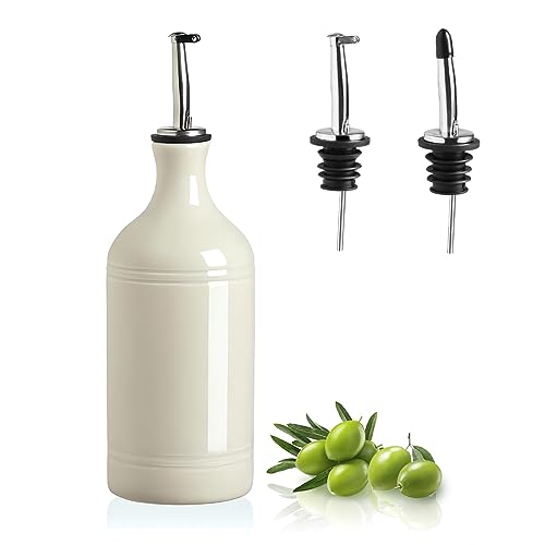Sweejar Keramik-Olivenölspenderflasche, blickdichte Ölmenge, schützt Öl, um Oxidation zu reduzieren, geeignet für die Aufbewahrung von Öl, Essig, Kaffeesirup und anderen Flüssigkeiten, 1 Stück, 450 ml von Sweejar
