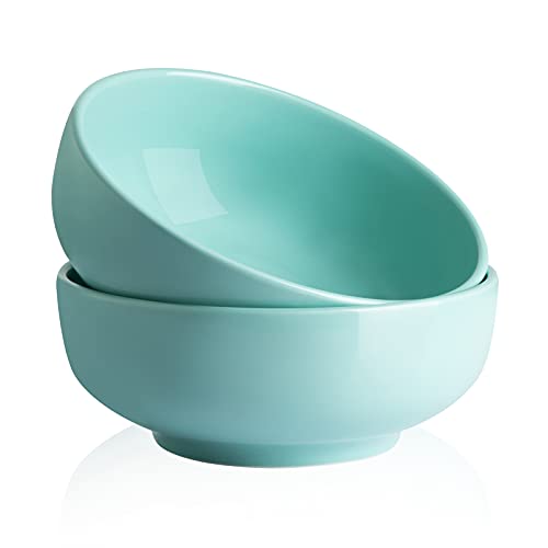 Sweejar Porzellan-Servierschalen für Salat, Nudeln, Suppe, 17,8 cm, Keramikschüssel-Set für den täglichen Gebrauch, stapelbare Schüsseln für die Küche, 2 Stück (türkis) von Sweejar