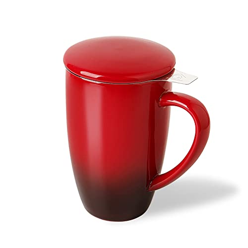 Sweejar Porzellan-Teetasse mit Teesieb und Deckel, Teetasse mit Filter, lose Blätter, Teetasse, Steeper Maker, 40 ml, für Tee/Kaffee/Milch/Frauen/Büro/Zuhause/Geschenk (Farbverlauf) von Sweejar