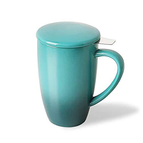 Sweejar Porzellan-Teetasse mit Teesieb und Deckel, Teetasse mit Filter, lose Blätter, Teetasse, Steeper Maker, 40 ml, für Tee/Kaffee/Milch/Frauen/Büro/Zuhause/Geschenk (Farbverlauf) von Sweejar