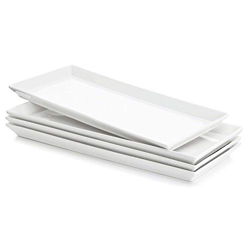 Sweese 3303 Rechteckige Porzellan Platters/Schalen für Parteien 9-Zoll-Set von 4 weiß Set 4 von Sweese