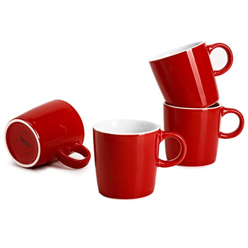 Sweese 409.404 Porzellan Espressotassen 4-Stück Set, 100 ml Fassungsvermögen, Rot von Sweese