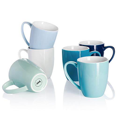 Sweese 611.003 Porcelain Mugs - 12 Ounce for Coffee, Tea, Mocha and Mulled Drinks - Set of 6, Cold Assorted Colors von Sweese