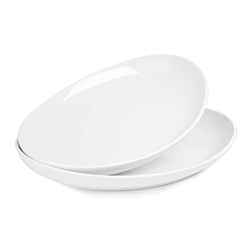 Sweese 717.101 2 x 36,7 cm weißes Porzellan oval Serviertablett für Fischgerichte Steak Restaurant Dessertladen von Sweese