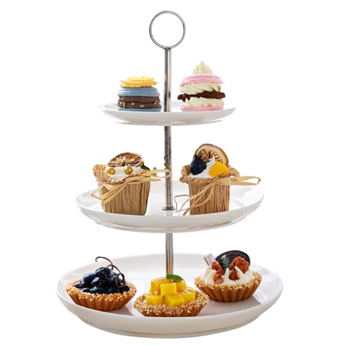 Sweese Cupcake-Ständer mit 3 Etagen, weißes Porzellan, Dessertständer, Etagere Serviertabletts für Partys von Sweese